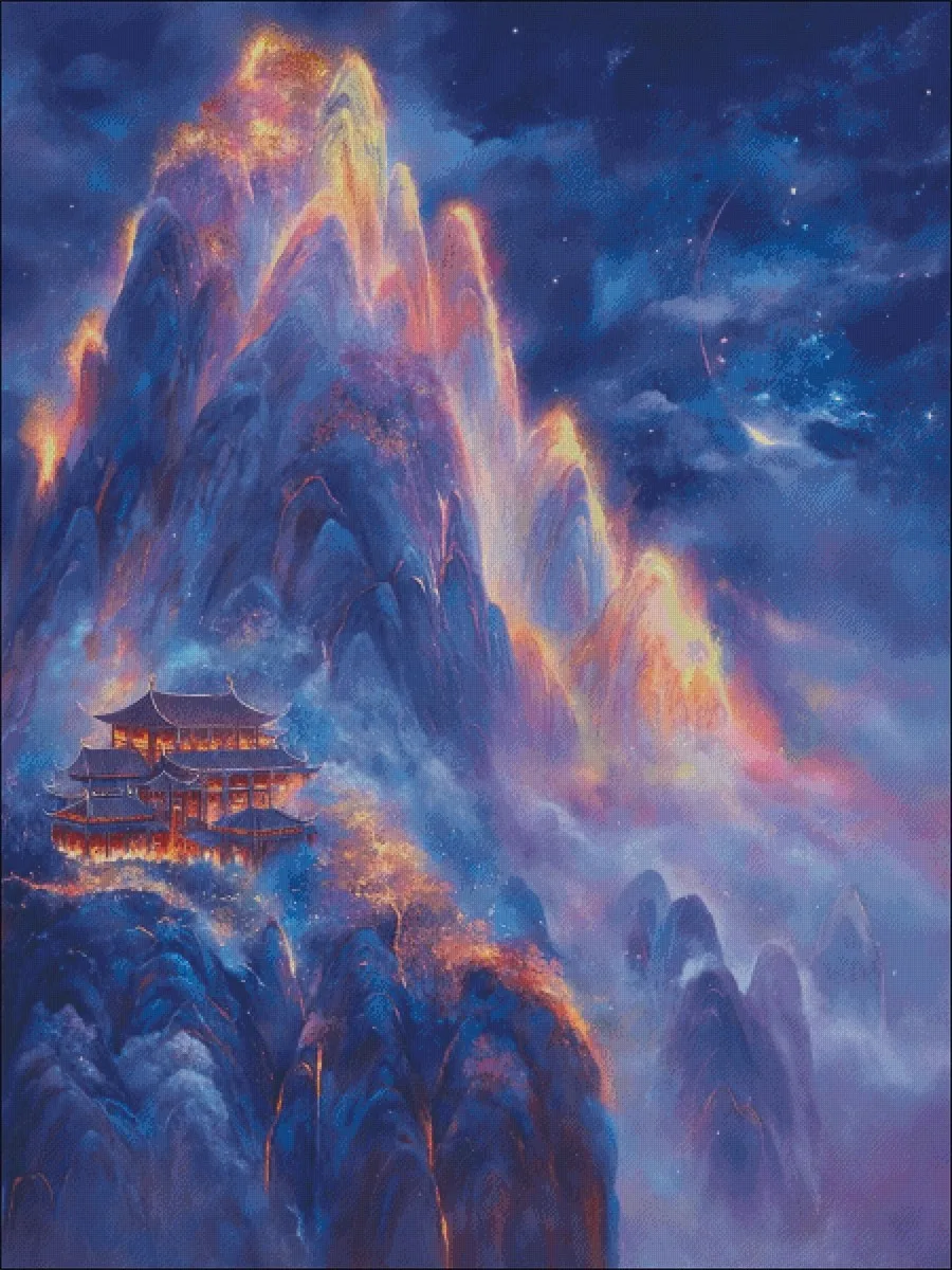 Landscape 14CT 16CT Printed On Canvas Cross Stitch DIY Set Chinese Pattern Kit Home Needlework Embroidery 145 Colors