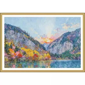 ZZ8020 Autumn Valley 14CT 16CT 18CT Printed On Canvas Cross Stitch DIY Set Needlework Embroidery 136 Colors