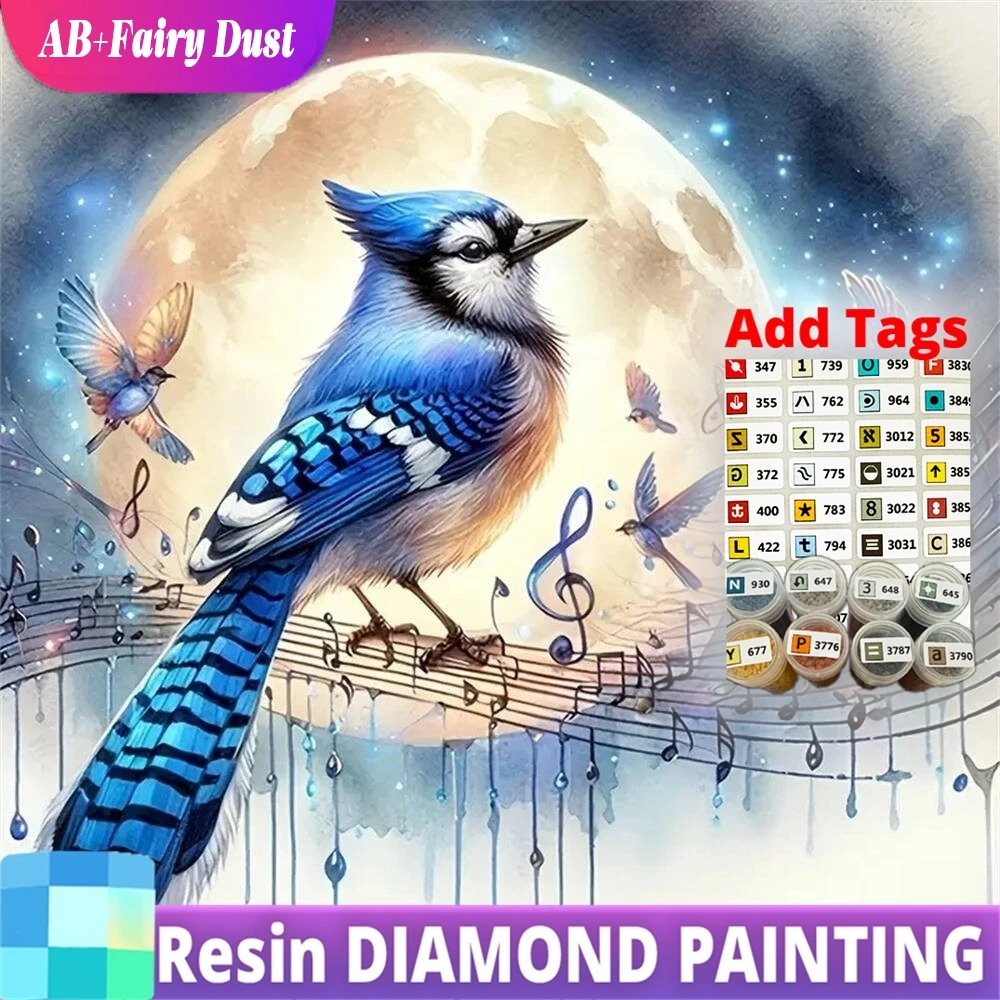 Resin AB Fairy Dust New Arrival Diamond Mosaic Bird Animal Picture Of Rhinestones Painting Moon DIY Embroidery Handmade Gift