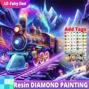 Resin AB Fairy Dust Diamond Painting Train Landscape DIY Suitable For Beginners Embroidery Mountain Mosaic Handmade Gift