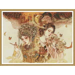 ZZ7822- Chinese Beauty Yang Gui-fei 14CT 16CT 18CT Printed Canvas Cross Stitch DIY Set Kit Home Needlework Embroidery 139 Colors