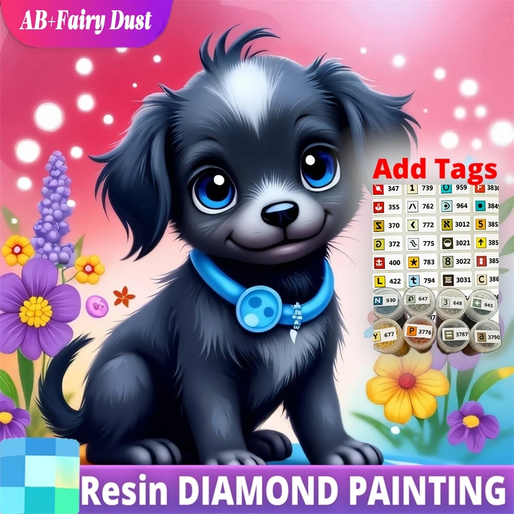 Resin AB Fairy Dust DIY Diamond Embroidery Dog Animal New Arrival Mosaic Cartoon Acrylic Craft Supplies Painting Child Hobby