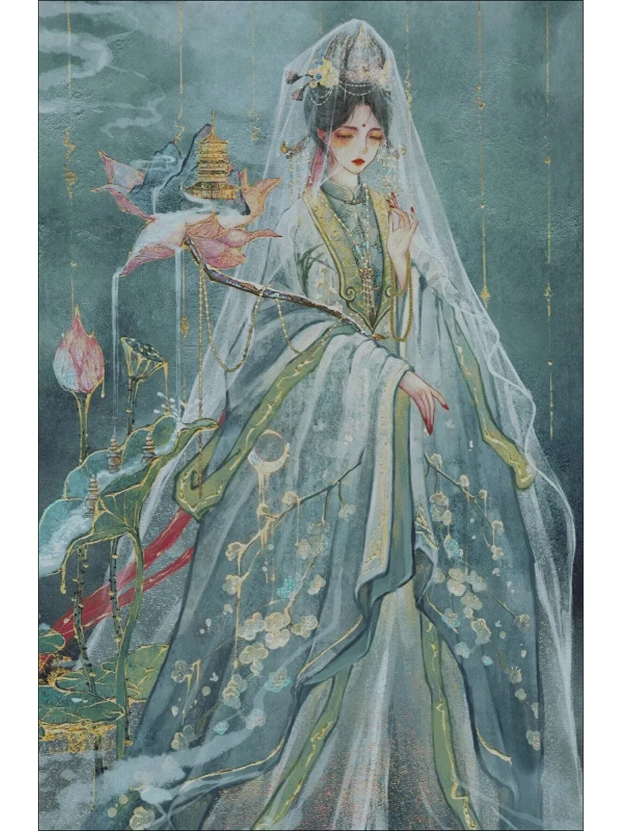 Ancient style beauty 14CT 16CT Printed Canvas Cross Stitch DIY Set Chinese Pattern Kit Home Needlework Embroidery150 Colors