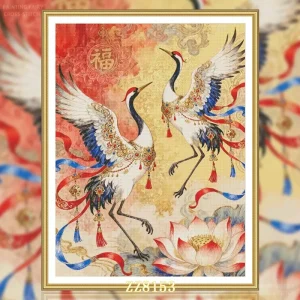 ZZ8153 Crane14CT 16CT 18CT Printed On Canvas Cross Stitch DIY Set Needlework Embroidery 119 Colors