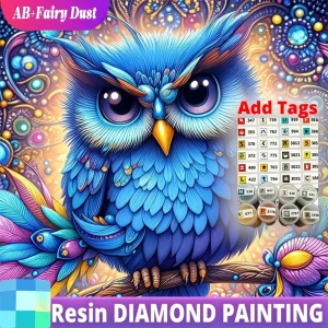 Resin AB Fairy Dust Full Square Round Diamond Painting Bird Owl Animal DIY Mosaic Cartoon New Arrival Handmade Gift