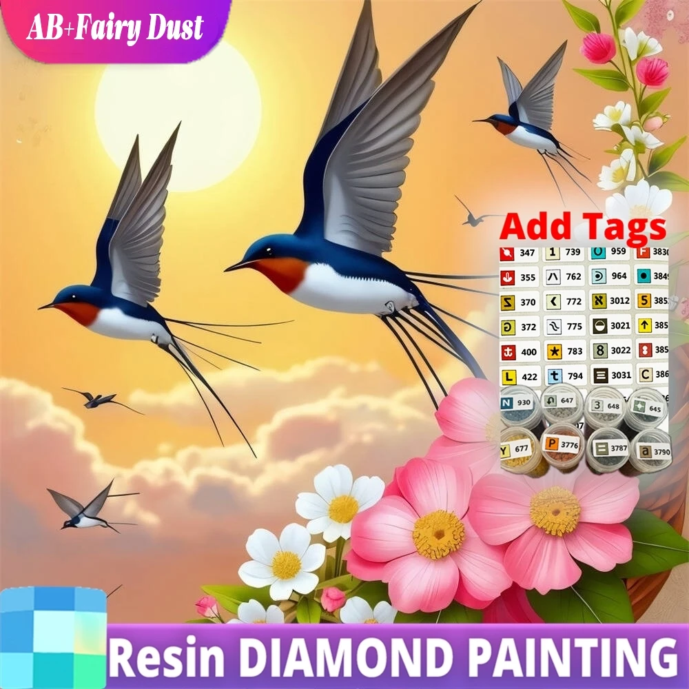 Resin AB Fairy Dust New Arrival Diamond Painting Bird Animal Acrylic Craft Supplies DIY Flower Mosaic Sun Handmade Gift