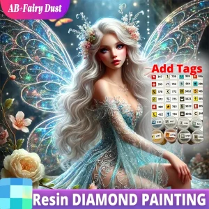 Resin AB Fairy Dust Diamond Embroidery Woman Portrait Painting Girl DIY Elf Mosaic Flower Picture Rhinestones Handmade Hobby
