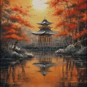 ZZ4192 Pavilion 14CT 16CT 18CT Printed On Canvas Cross Stitch DIY Set Needlework Embroidery 152 Colors