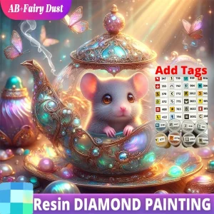 Resin AB Fairy Dust Full Square Round Diamond Painting Kettle Landscape New Arrival Mosaic Mouse DIY Embroidery Handicraft