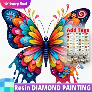 Resin AB Fairy Dust Animal Diamond Embroidery Butterfly Mosaic Colorful DIY Full Square Round Painting Handmade Gift