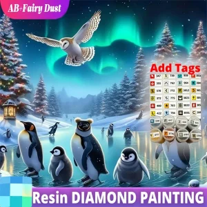 Resin AB Fairy Dust DIY Penguin Diamond Embroidery Animal Painting Picture Of Rhinestones Winter Mosaic Owl Bird Handmade Gift